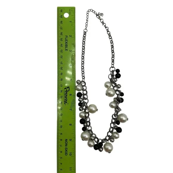 Womens Necklace Jewelry 10.25" Choker Faux Pearl Beads White Black Grey Costume - Picture 16 of 16